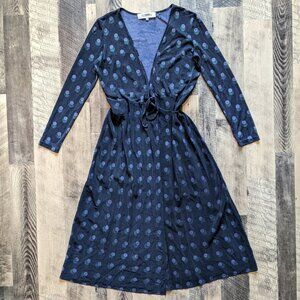 Elegant Navy Blue Polka Dot Dress
